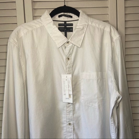 NWT White Patterned Button-down Sz XL - Picture 3 of 8